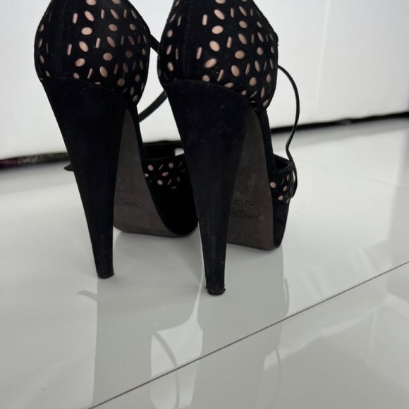 Giambatista Valli Platform Pump Heels Women Black Suede Size 38 - Picture 5 of 8